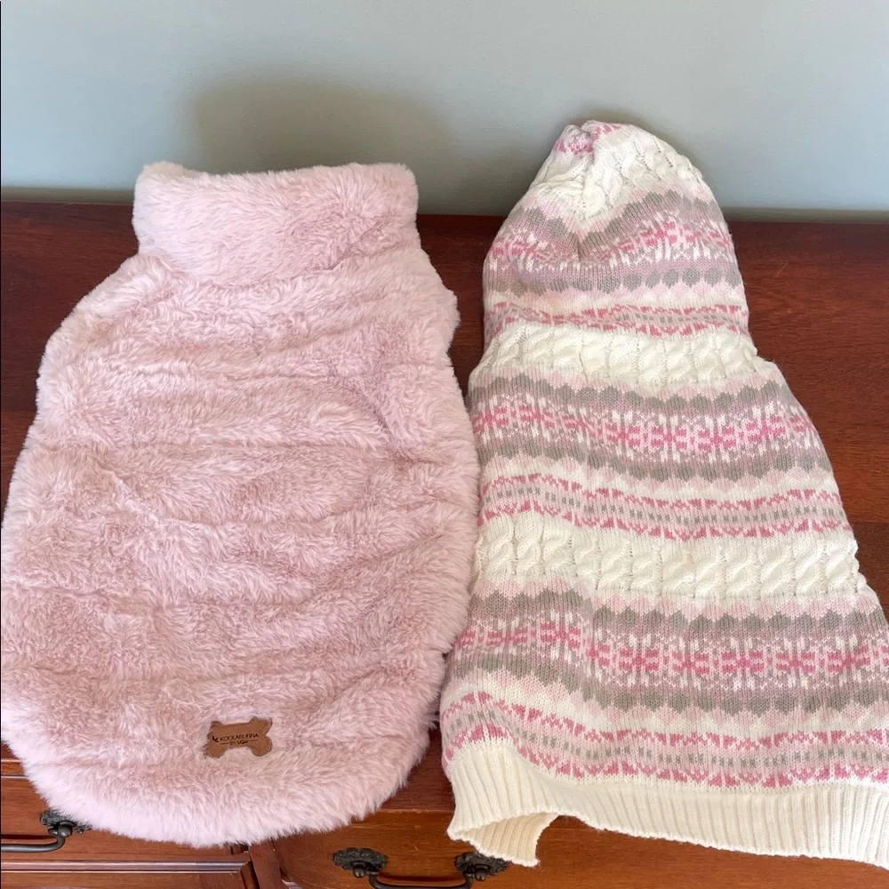 Cozy Pink and White Dog Sweater Set of 2. Size :M